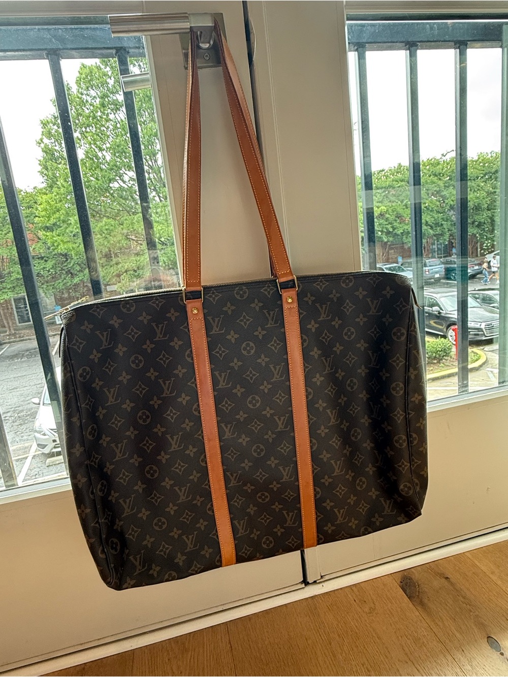 Louis Vuitton Monogram Sac Flanerie 50 Canvas Tote with Tan Leather Straps